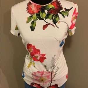 White Ted Baker tshirt with floral accents